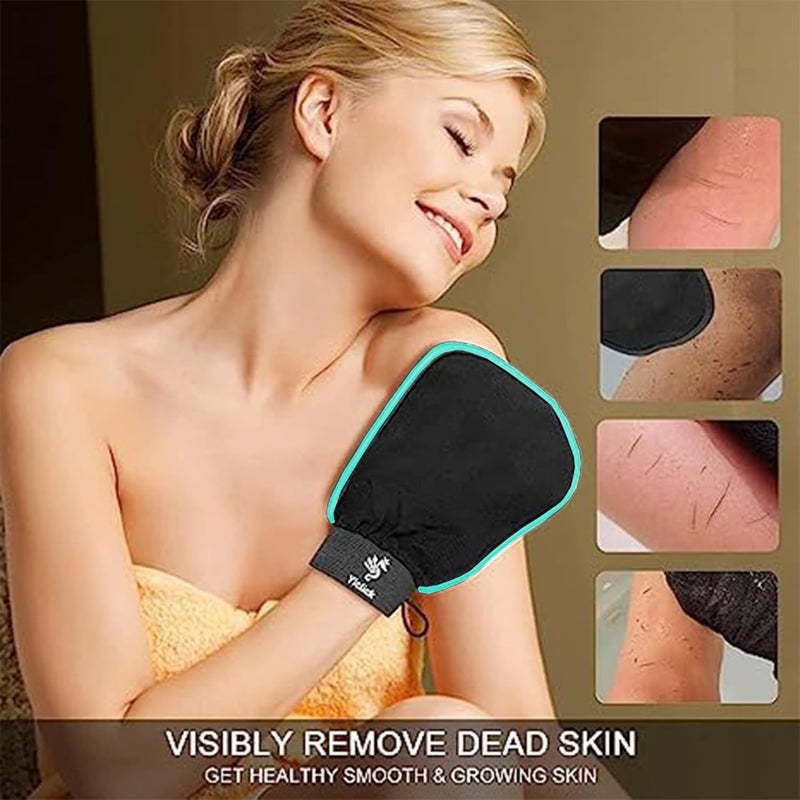 Fundrem Exfoliating Gloves 2 Pcs, Exfoliating Body Scrubber for Bath Shower Exfoliation, Body Scrub Exfoliator Loofah Sponge for Dead Skin Remover, Korean Exfoliating Mitt (Grey) - Image 2